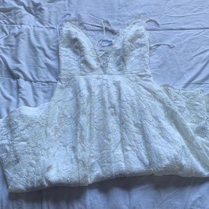 lulus white lace up v neck maxi dress